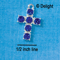 C2694 - 6 Stone Cross - Blue - Silver Charm